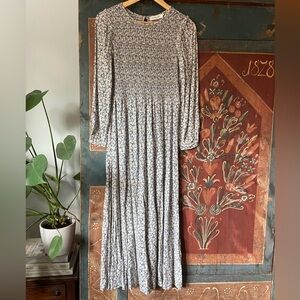 Gray, light blue long sleeved maxi dress